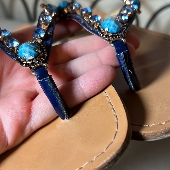 UNISA jeweled blue flat flip flops sandals size 8.5M - Picture 6 of 8